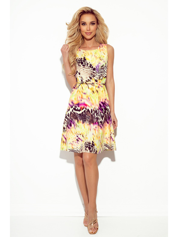 numoco Laskava obleka z rumenim leopardjim potiskom Numoco VICTORIA