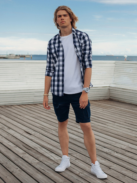 Ombre Clothing Temno modre moške kratke hlače iz džinsa Ombre Clothing W362