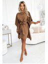 numoco SOFIA metuljaste šaty z vezavo v pasu - cappuccino
