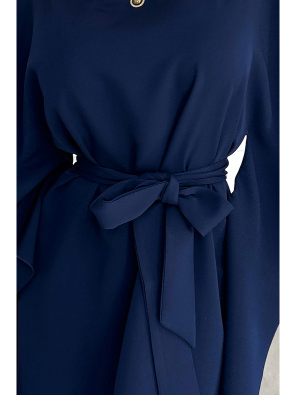 numoco SOFIA Metuljaste obleke z zadrgo v pasu - temno modra