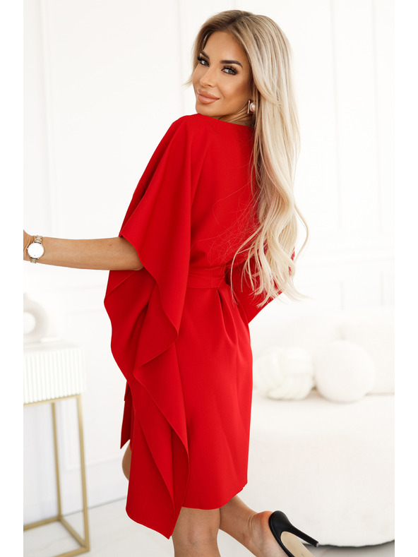 numoco SOFIA Metuljaste obleke z vezavo v pasu - rdeče