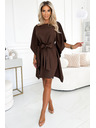 numoco SOFIA Metuljaste obleke z vezavo v pasu - čokoladna barva