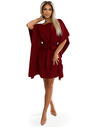 numoco SOFIA Metuljaste obleke z vezavo v pasu - vinsko rdeča barva