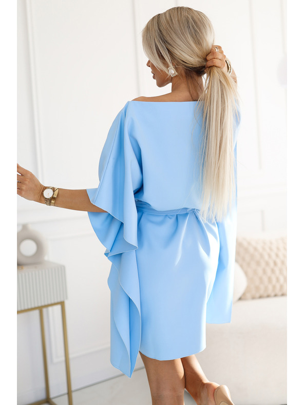 numoco SOFIA Metuljaste obleke s kravato v pasu - pastelno modra