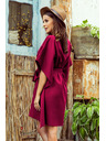 numoco SOFIA Metuljaste obleke z vezavo v pasu - vinsko rdeča barva