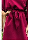 numoco SOFIA Metuljaste obleke z vezavo v pasu - vinsko rdeča barva