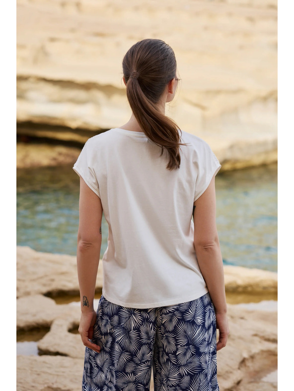 Moodo Bluza iz bombaža s čipko bela Moodo