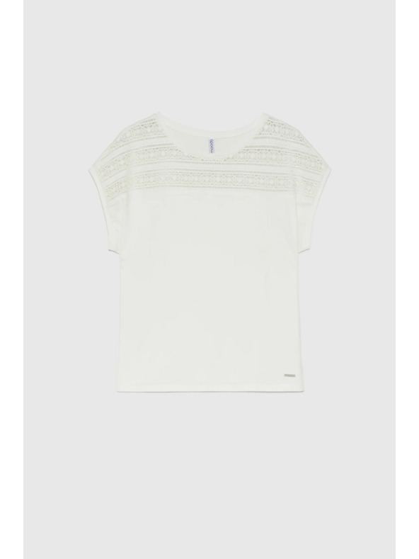 Moodo Bluza iz bombaža s čipko bela Moodo