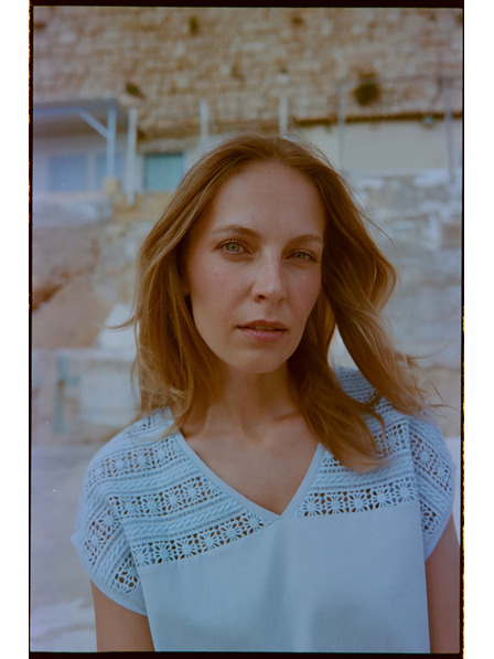 Moodo Bluza iz bombaža s čipko svetlo modra Moodo