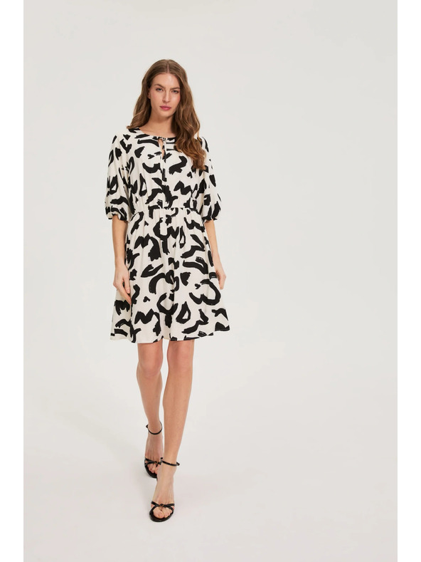 Moodo Viskozne obleke s potiskom bež Moodo