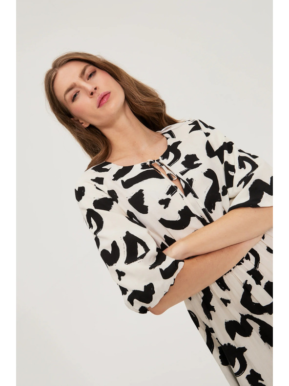 Moodo Viskozne obleke s potiskom bež Moodo