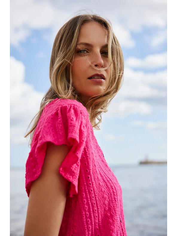 Moodo Bluza z izrezom v obliki V fuksijev Moodo