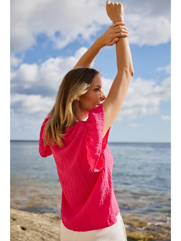 Moodo Bluza z izrezom v obliki V fuksijev Moodo