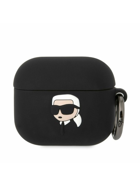 Karl Lagerfeld 3D logotip NFT Karl Head Silikonsko ohišje za Airpods 3 črno Karl Lagerfeld