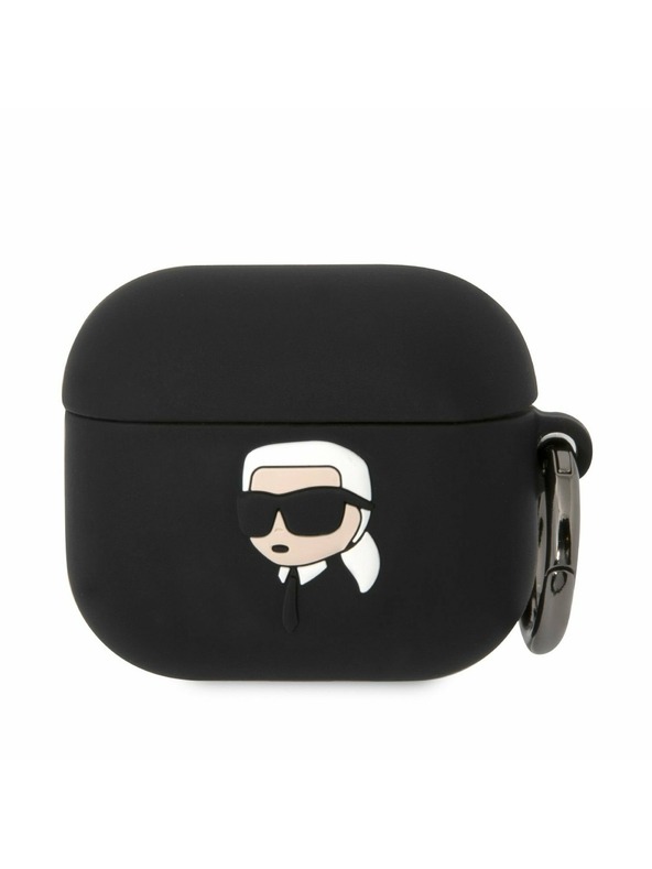 Karl Lagerfeld 3D logotip NFT Karl Head Silikonsko ohišje za Airpods 3 črno Karl Lagerfeld