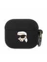 Karl Lagerfeld 3D logotip NFT Karl Head Silikonsko ohišje za Airpods 3 črno Karl Lagerfeld
