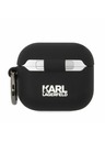 Karl Lagerfeld 3D logotip NFT Karl Head Silikonsko ohišje za Airpods 3 črno Karl Lagerfeld