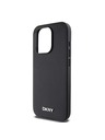 DKNY PU usnje Silver Metal Logo Magsafe Back Cover za iPhone 15 Pro Black DKNY
