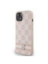 DKNY PU usnje s kvačkanim vzorcem in črtami hrbtni ovitek za iPhone 13 roza DKNY