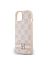 DKNY PU usnje s kvačkanim vzorcem in črtami hrbtni ovitek za iPhone 13 roza DKNY