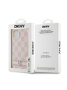 DKNY PU usnje s kvačkanim vzorcem in črtami hrbtni ovitek za iPhone 13 roza DKNY