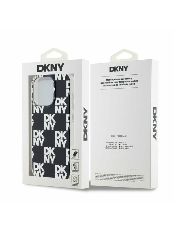 DKNY PC/TPU Kovinski vzorec hrbtnega ovitka za iPhone 15 Pro Black DKNY