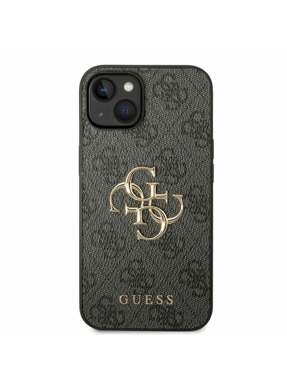 Guess PU 4G Metal Logo Zadní Kryt pro iPhone 14 Grey Ovitek za telefon