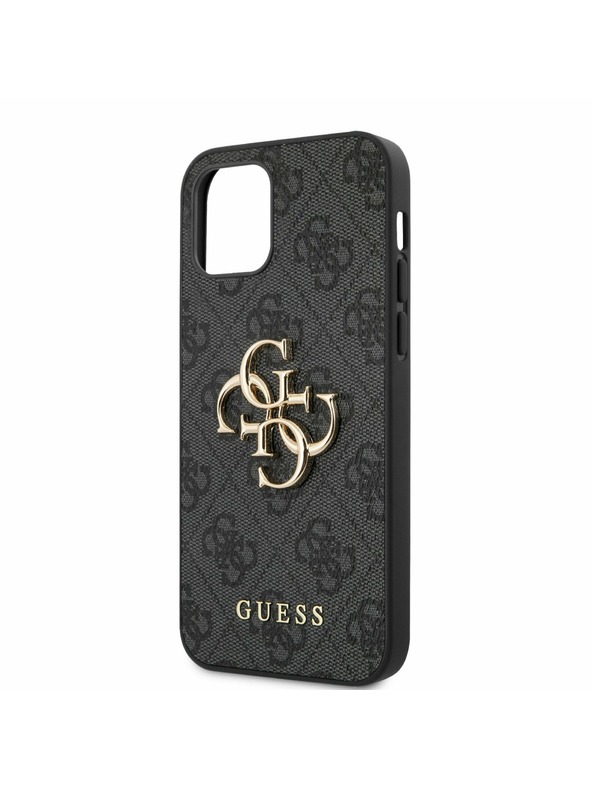 Guess Guess PU 4G Metal Logo hrbtni ovitek za iPhone 12 Pro Max Grey