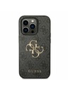 Guess Guess PU 4G kovinski logotip hrbtni ovitek za iPhone 14 Pro siv