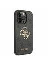 Guess Guess PU 4G kovinski logotip hrbtni ovitek za iPhone 14 Pro siv