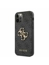 Guess PU 4G Metal Logo Zadní Kryt pro iPhone 12/12 Pro Grey Ovitek za telefon