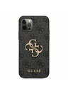 Guess PU 4G Metal Logo Zadní Kryt pro iPhone 12/12 Pro Grey Ovitek za telefon