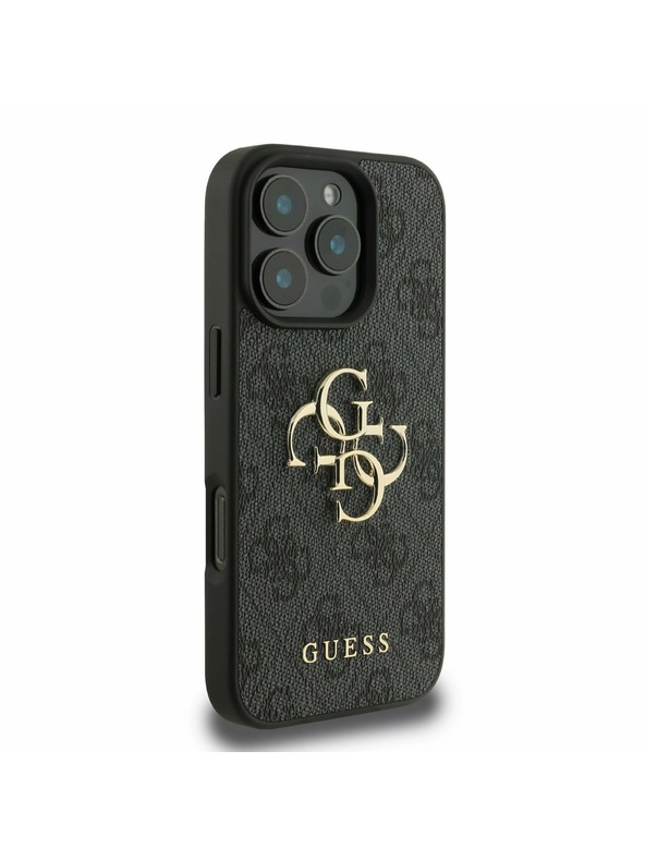 Guess Guess PU 4G kovinski zadnji ovitek z logotipom za iPhone 16 Pro sive barve