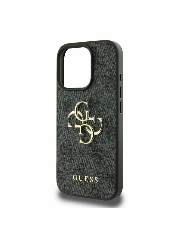 Guess Guess PU 4G kovinski zadnji ovitek z logotipom za iPhone 16 Pro sive barve