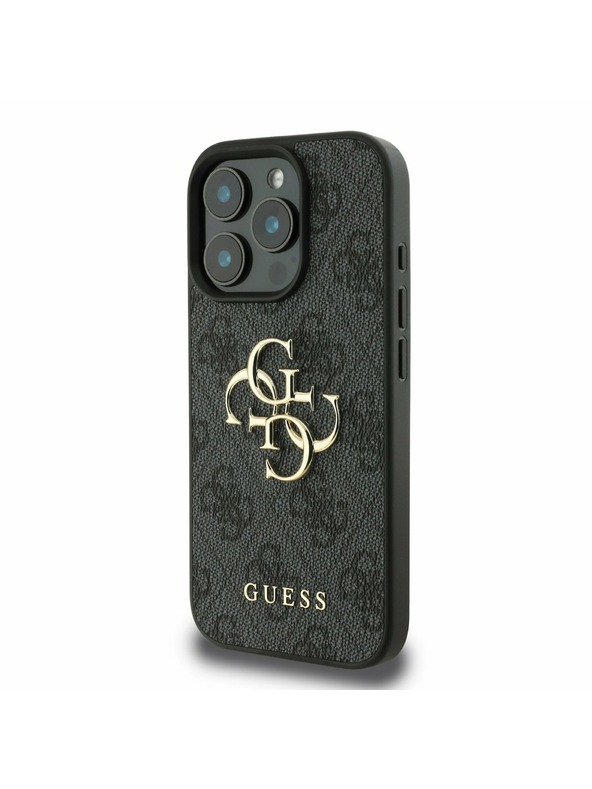 Guess Guess PU 4G Metal Logo zadnji pokrov za iPhone 16 Pro Max siv