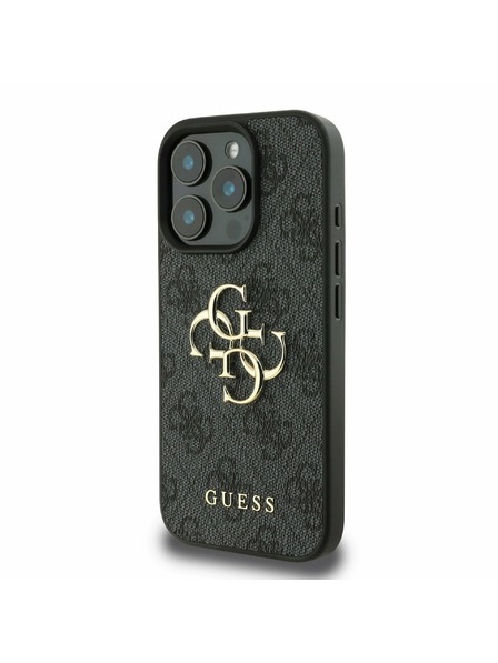Guess Guess PU 4G Metal Logo zadnji pokrov za iPhone 16 Pro Max siv