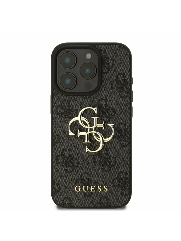 Guess Guess PU 4G Metal Logo zadnji pokrov za iPhone 16 Pro Max siv
