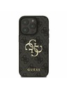 Guess Guess PU 4G Metal Logo zadnji pokrov za iPhone 16 Pro Max siv