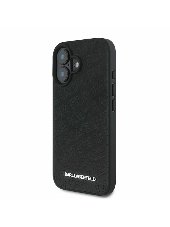 Karl Lagerfeld Karl Lagerfeld PU Prešit vzorec Zadnji pokrov za iPhone 16 Black