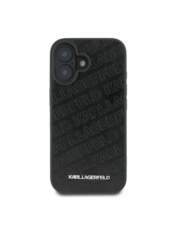 Karl Lagerfeld Karl Lagerfeld PU Prešit vzorec Zadnji pokrov za iPhone 16 Black