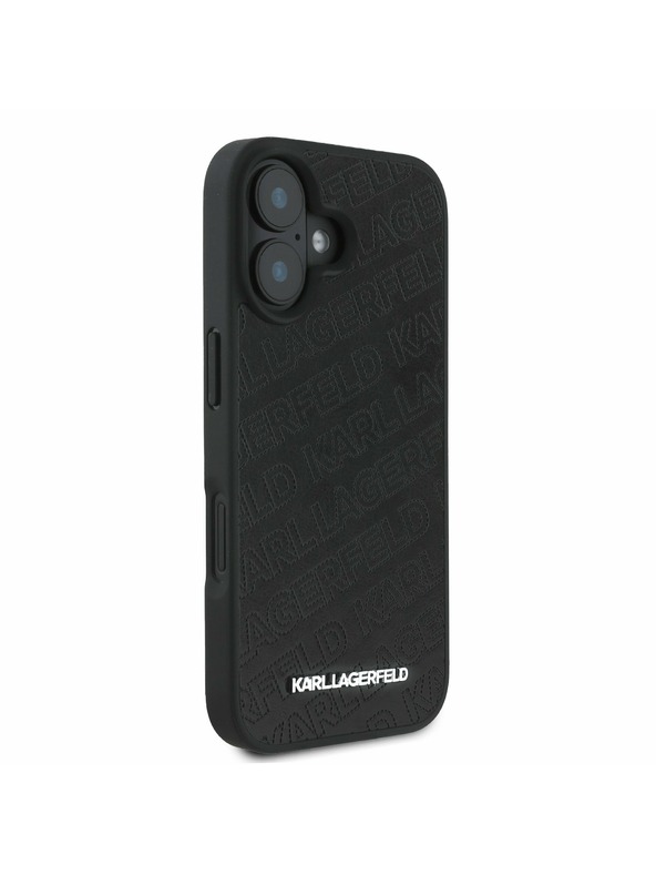 Karl Lagerfeld Karl Lagerfeld PU Prešit vzorec Zadnji pokrov za iPhone 16 Black