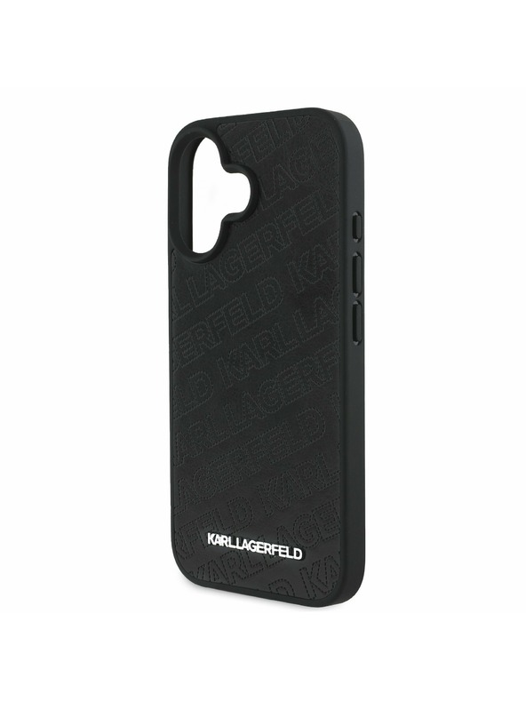 Karl Lagerfeld Karl Lagerfeld PU Prešit vzorec Zadnji pokrov za iPhone 16 Black