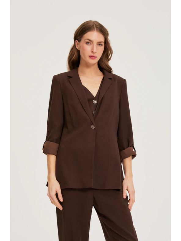 Moodo Sako z mešanico lana rjava Moodo