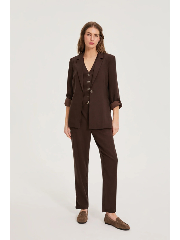 Moodo Sako z mešanico lana rjava Moodo