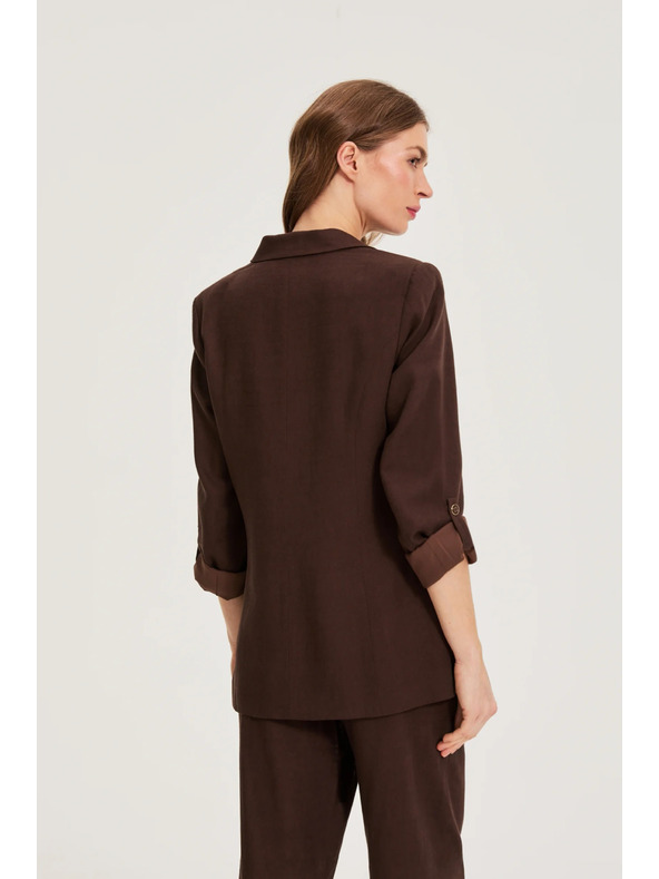 Moodo Sako z mešanico lana rjava Moodo