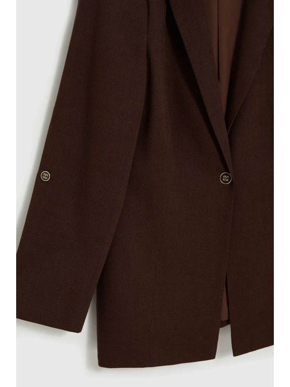 Moodo Sako z mešanico lana rjava Moodo