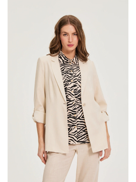 Moodo Sako z mešanico lana bež Moodo