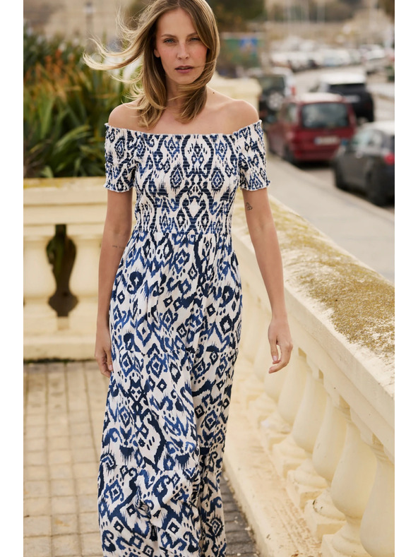 Moodo Dolge obleke iz viskose bele Moodo