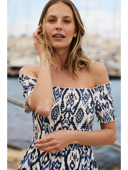 Moodo Dolge obleke iz viskose bele Moodo