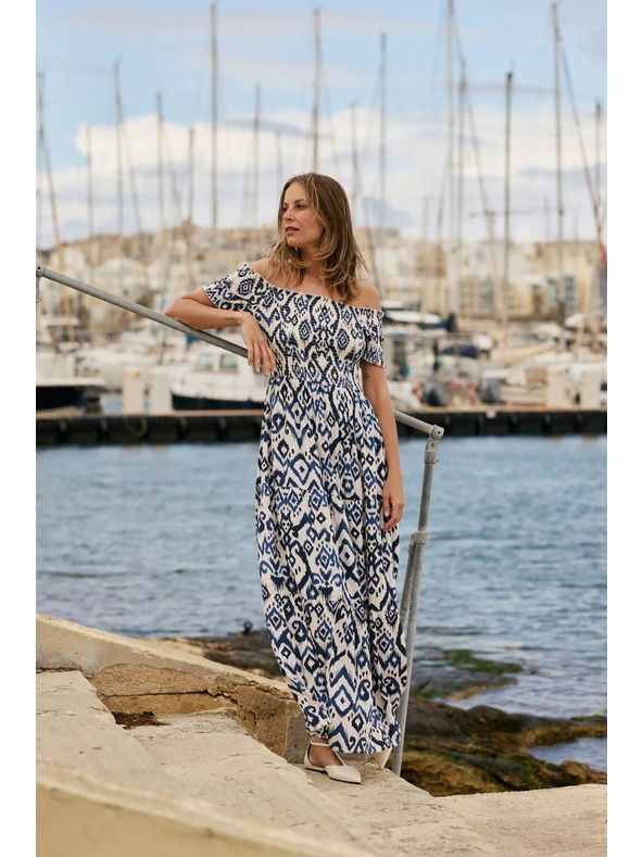 Moodo Dolge obleke iz viskose bele Moodo